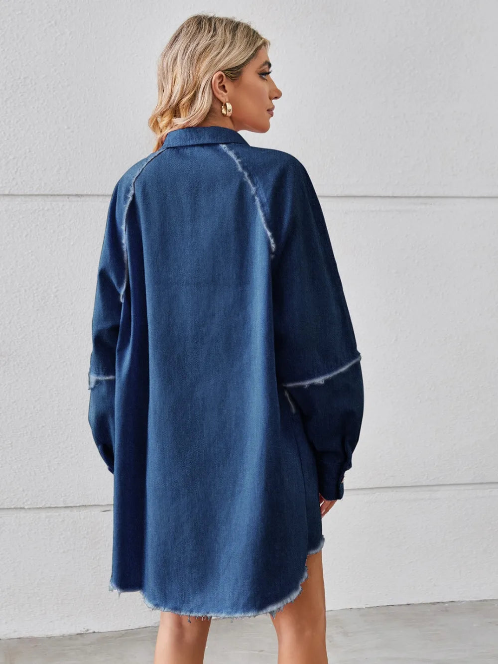 Raw Hem Button-Up Denim Dress by Manny