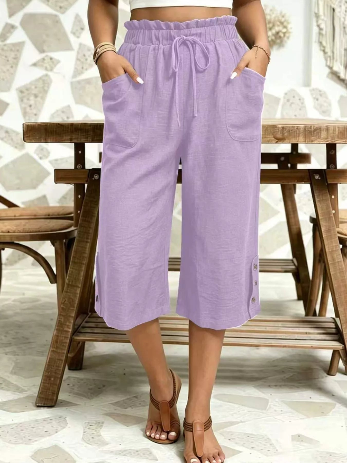 Paperbag Waist Drawstring Capris