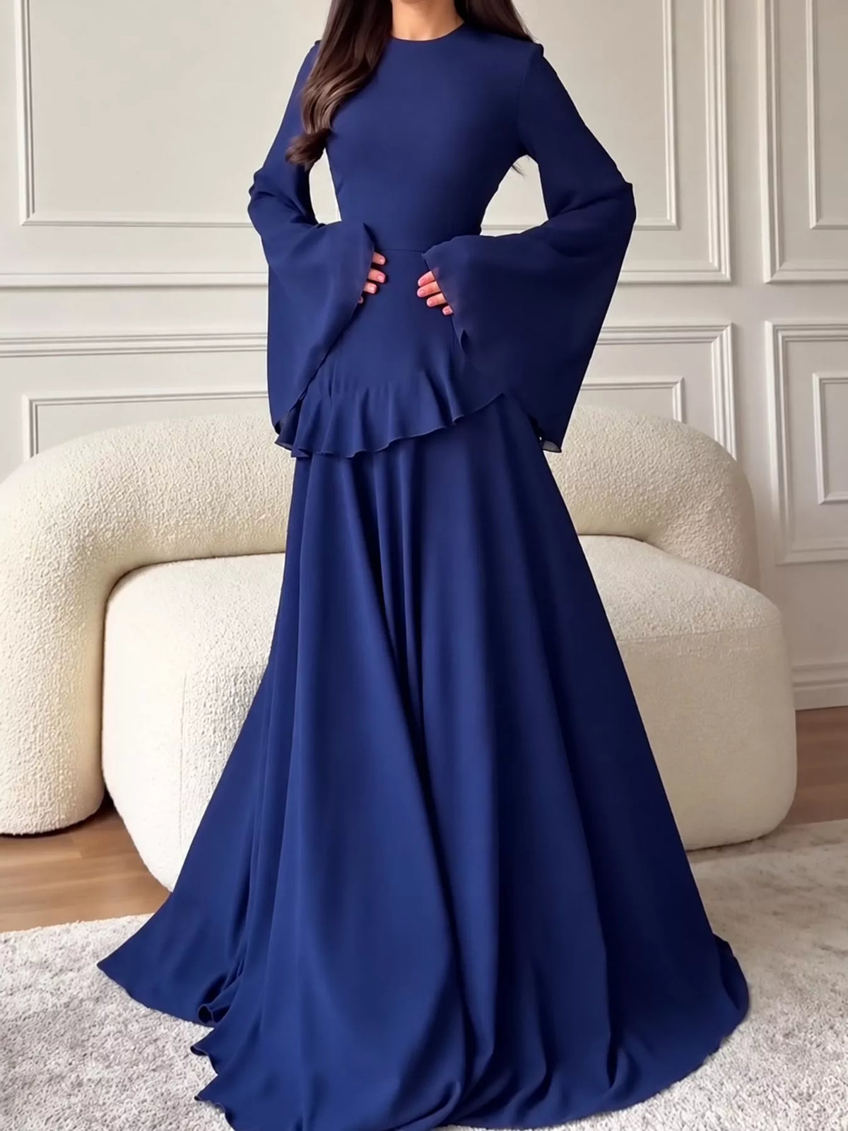 Ruffled Flare Sleeve Maxi Dress
