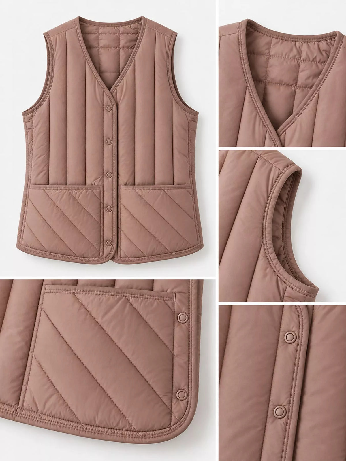 Quilted Button-Up Vest Coat
