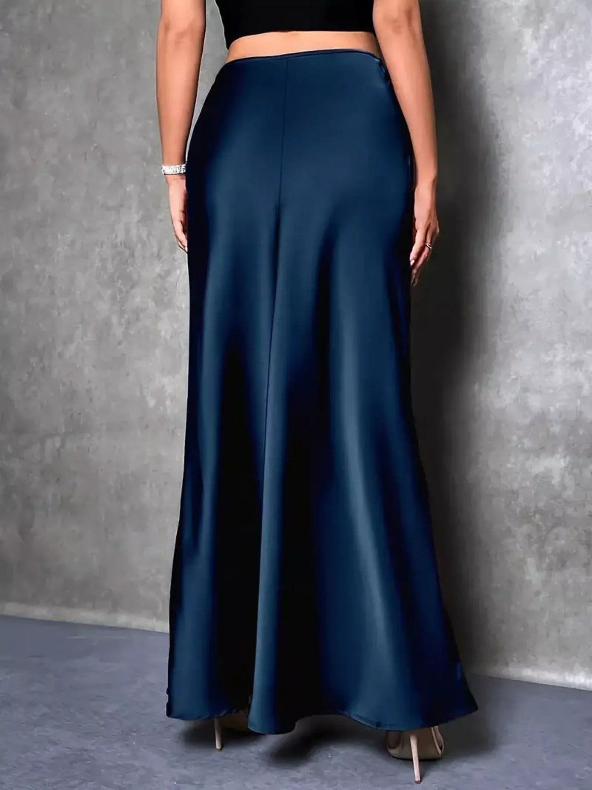 Satin Maxi Skirt in Peacock Blue in Peacock  Blue