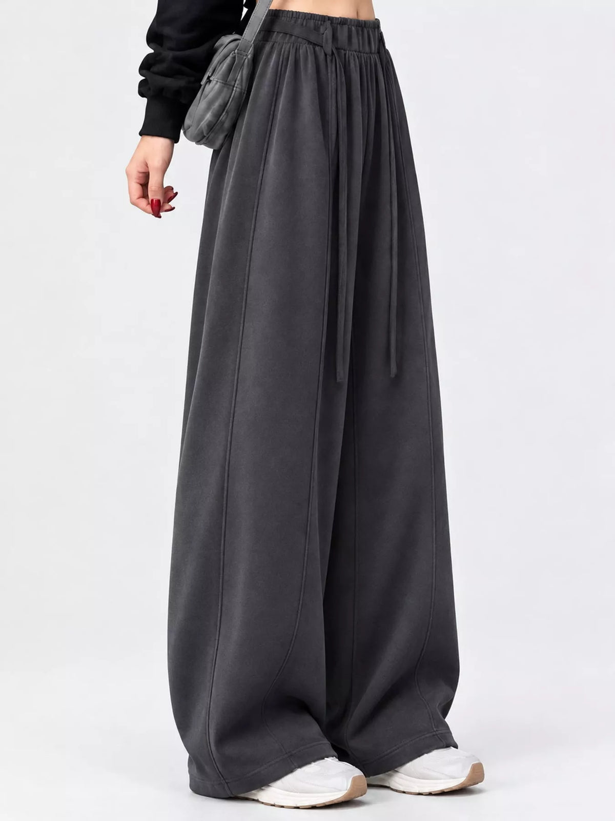 Drawstring Wide-Leg Casual Pants