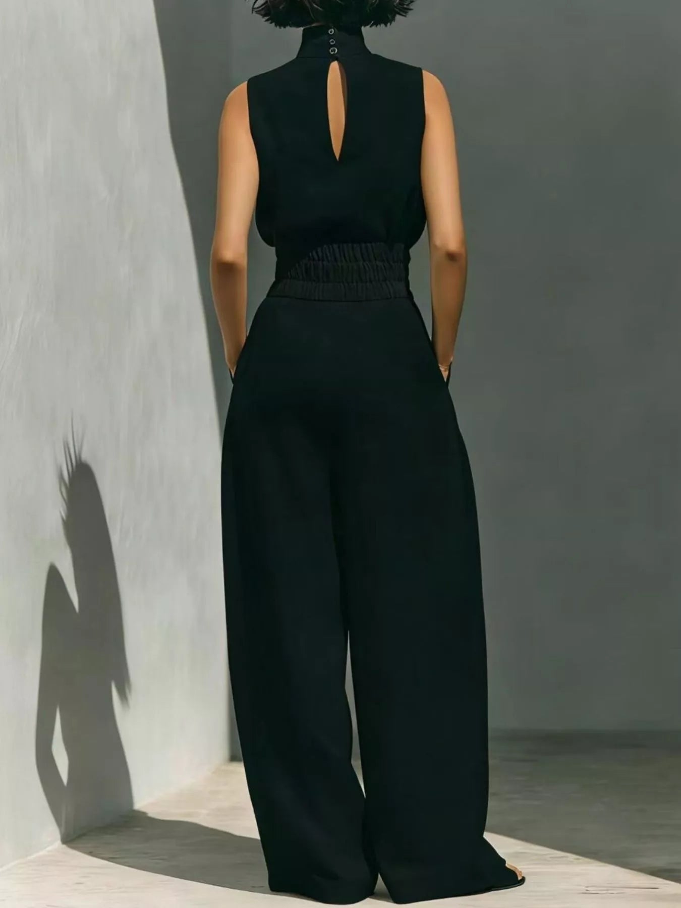 Smocked Waist Wide-Leg Jumpsuit