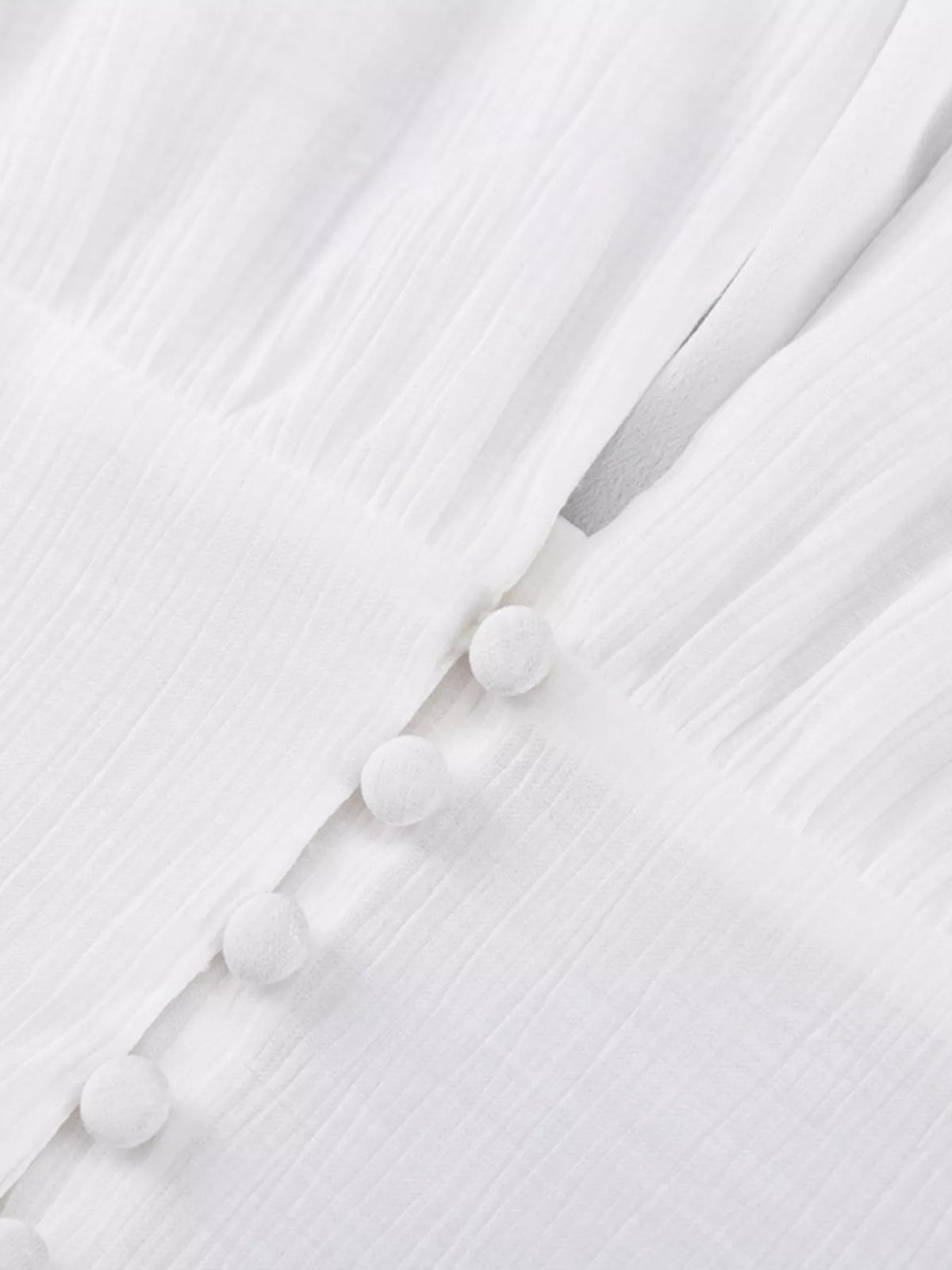 Buttoned Puff Sleeve Maxi Dress in White