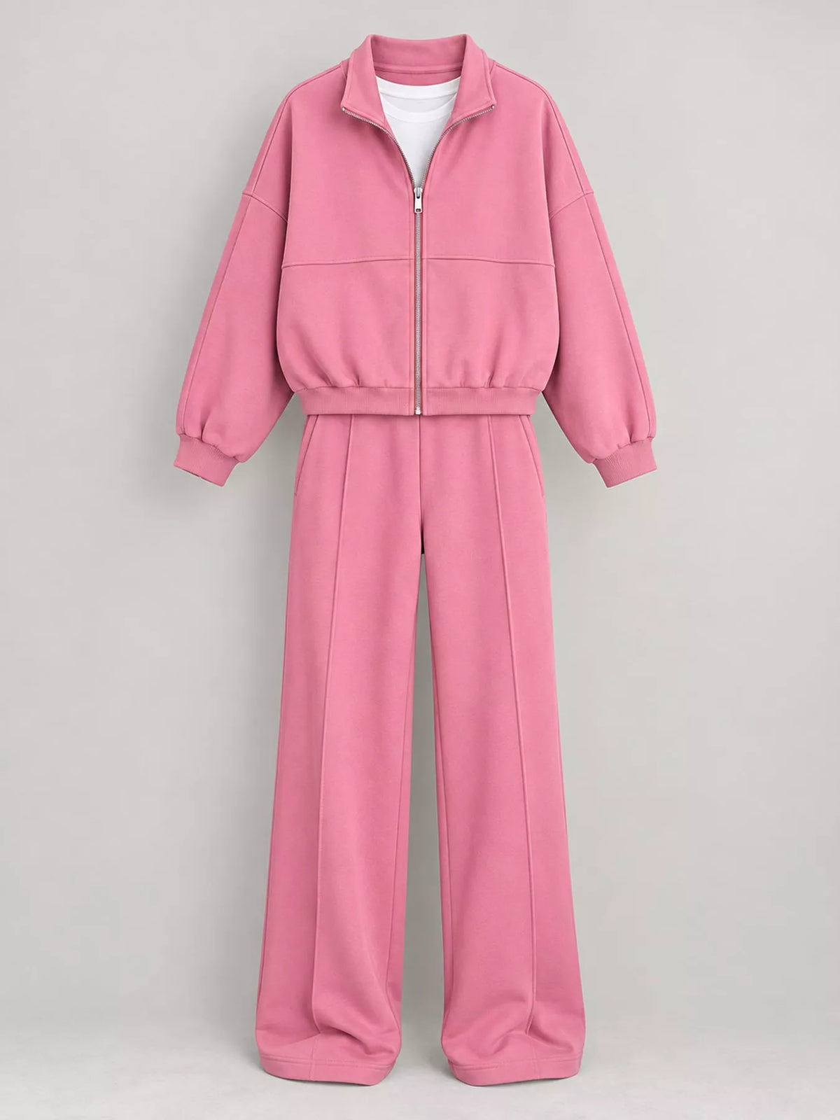 Zip-Up Jacket and Wide-Leg Sweatpants Set