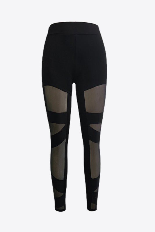 Spliced Mesh Leggings in Black