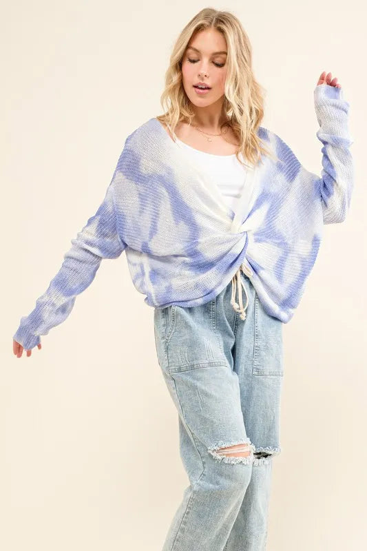 And The Why Tie Dye Twisted Sweater in Blue