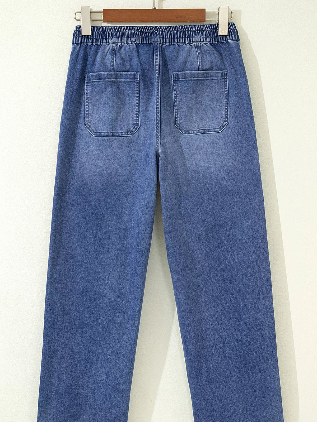Drawstring Ankle Jeans in Dusty Blue