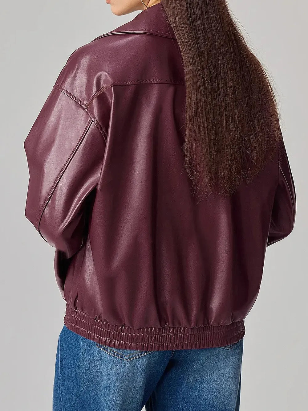 Drop Shoulder Zip Jacket in Plum Purple