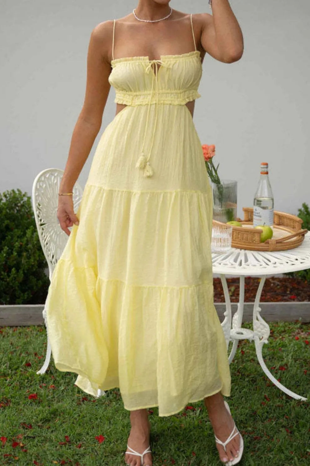 Cutout Square Neck Midi Cami Dress
