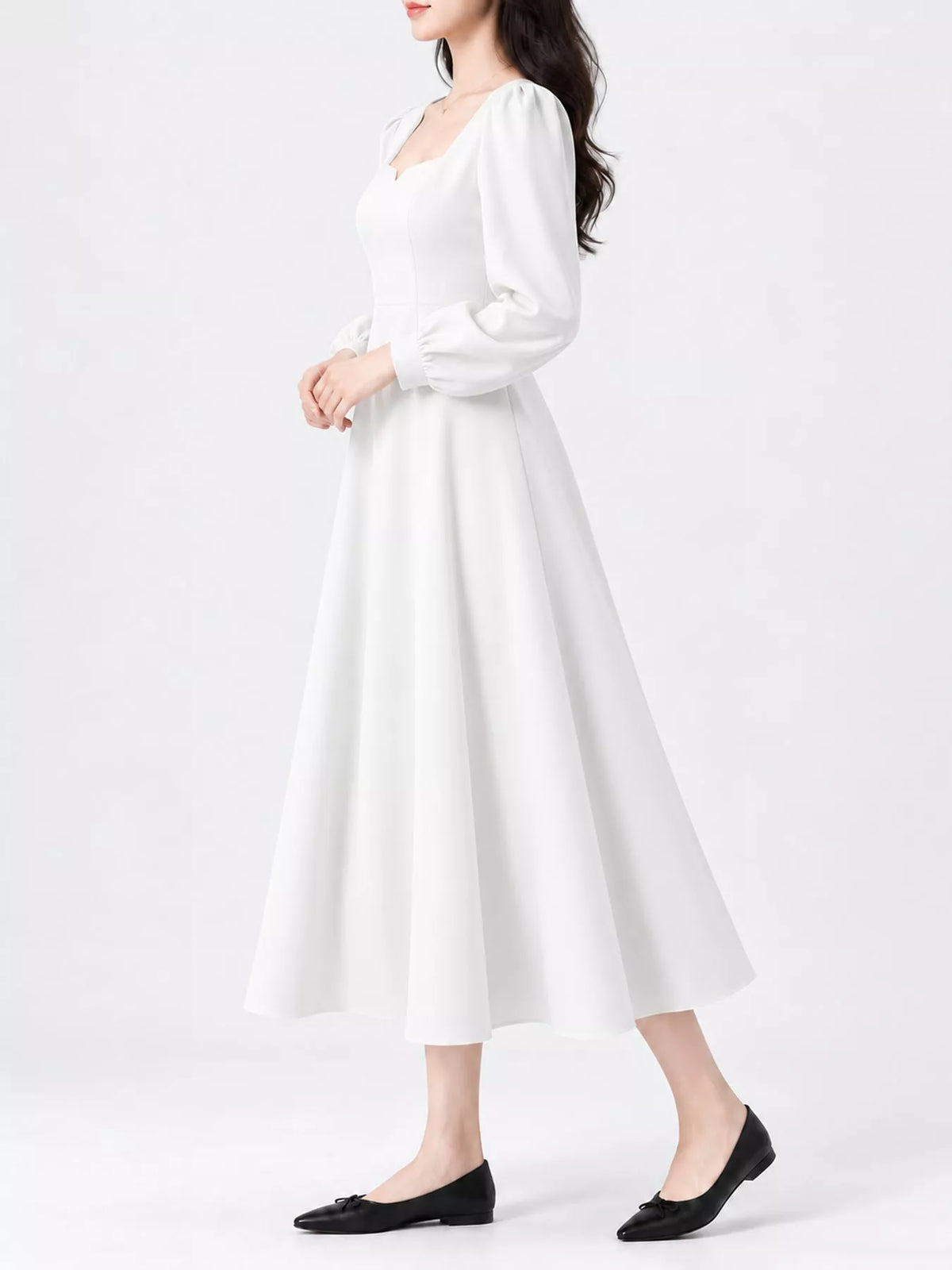 Long Sleeve A-Line Midi Dress
