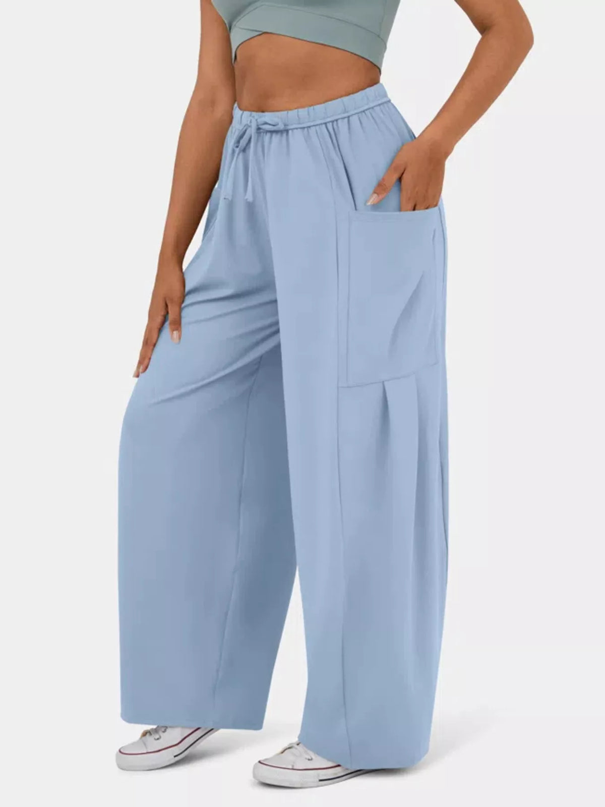 High-Waisted Adjustable Wide-Leg Pants