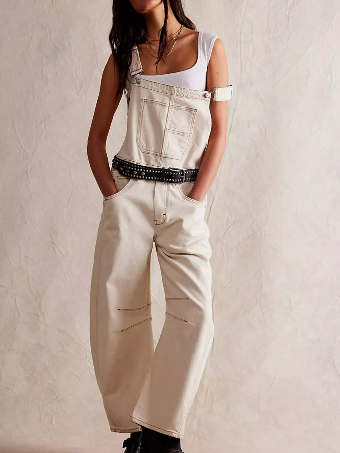 Wide Strap Wide Leg Denim Overalls by Dreamy Drapes