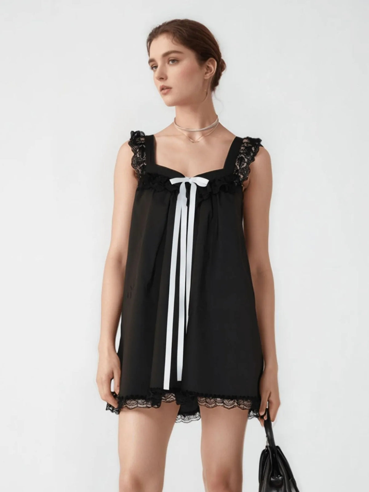 Lace Detail Cami Dress with Bow