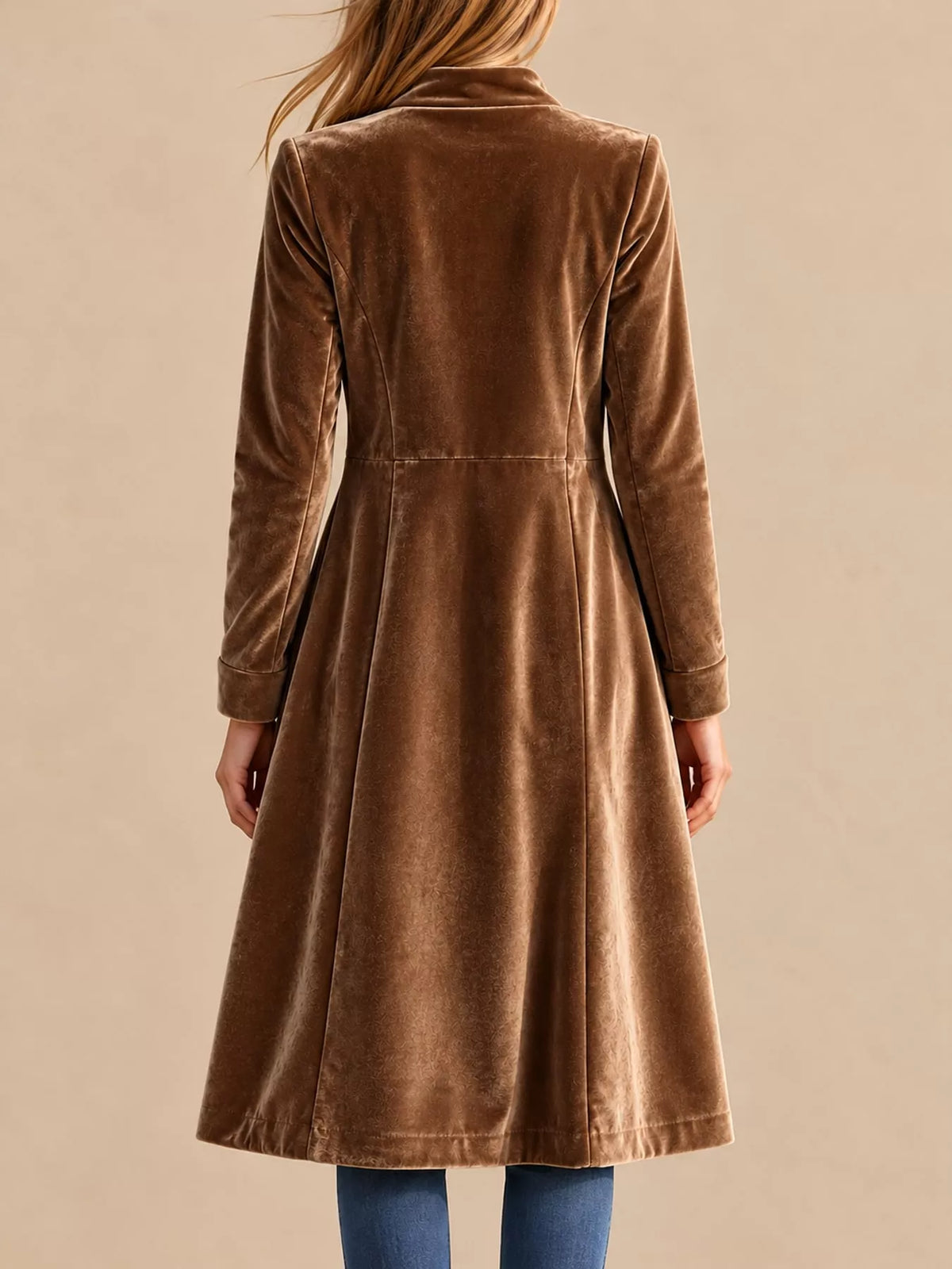 Velvet Zip-Up Longline Jacket