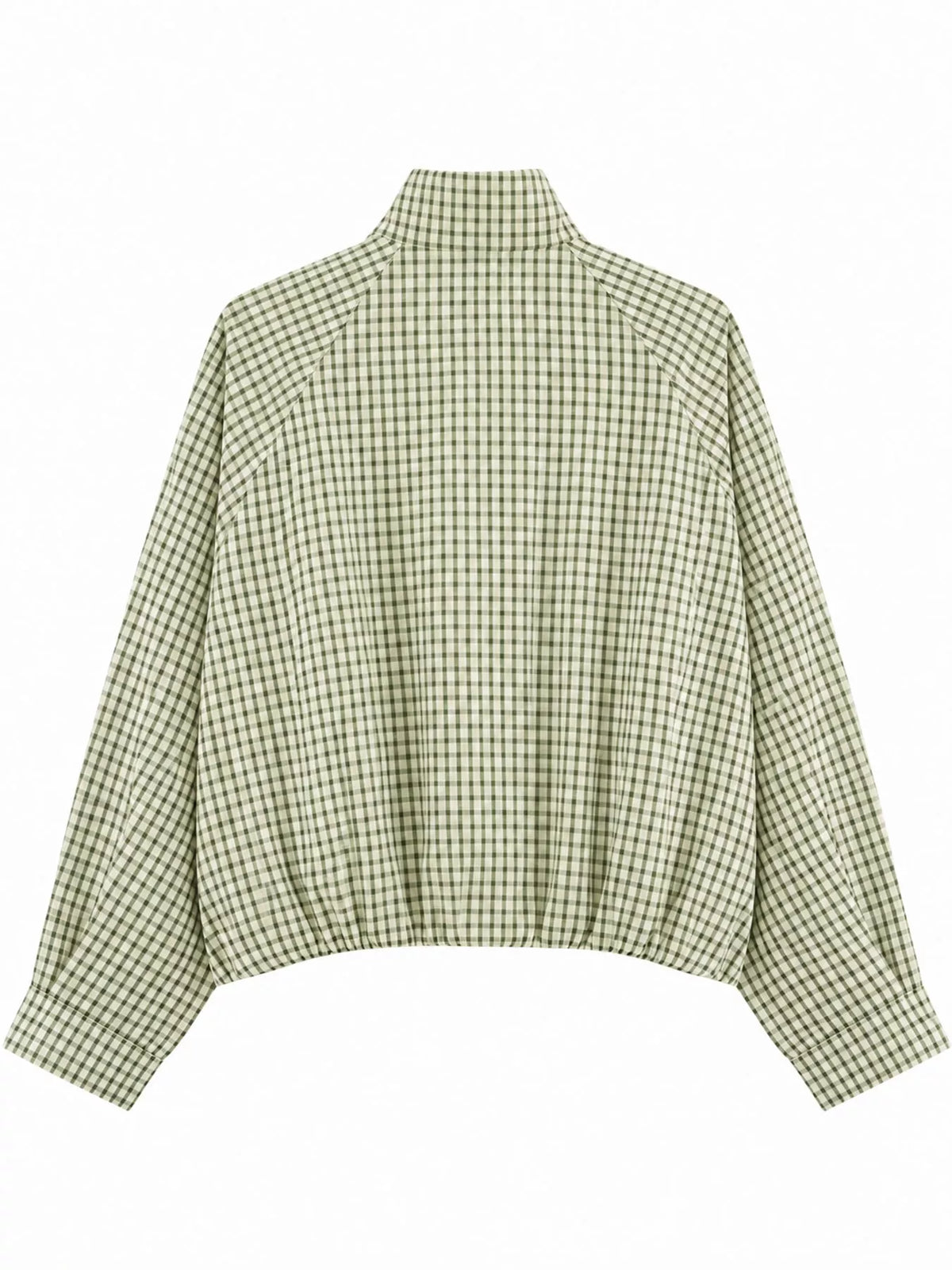 Plaid Stand-Collar Cropped Jacket