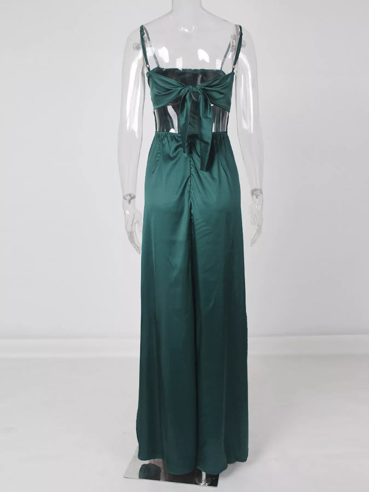 Tied Spaghetti Strap High-Slit Maxi Dress