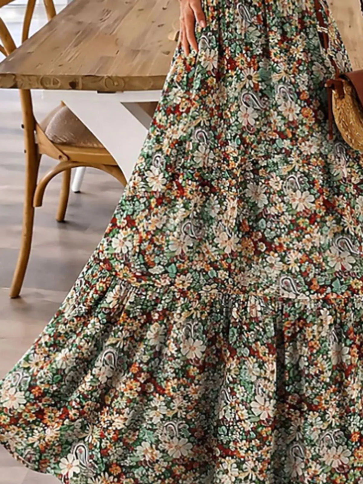 Floral Tiered Maxi Dress with Spaghetti Straps