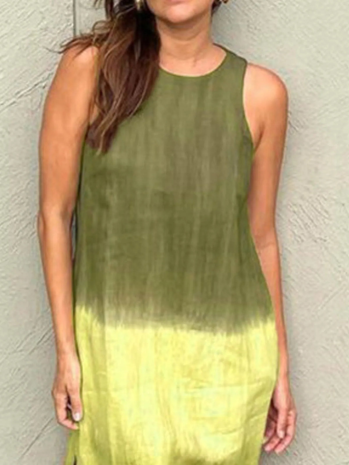 Gradient Tank Midi Dress with Side Slit