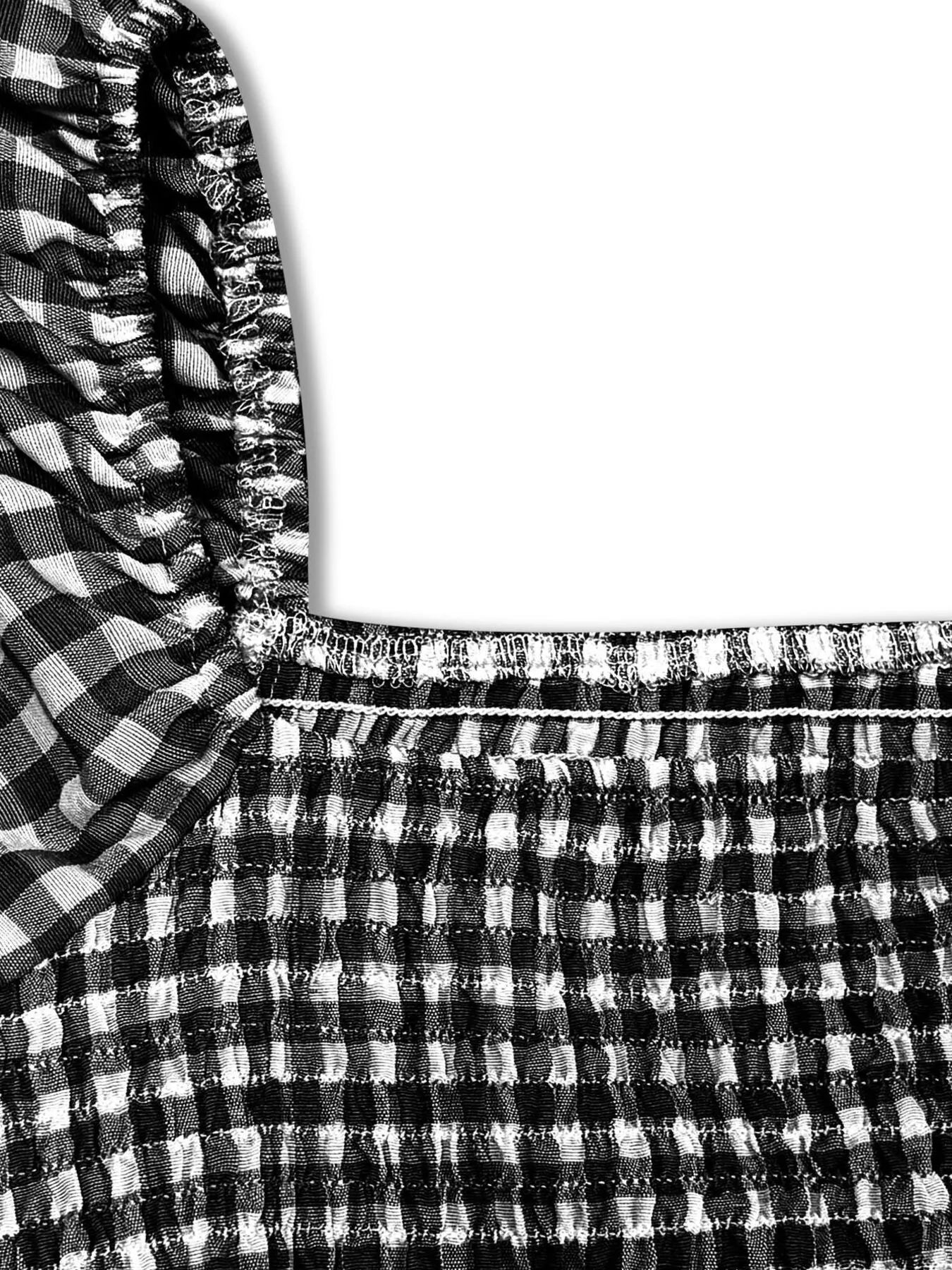 Gingham Smocked Puff Sleeve Midi Dress