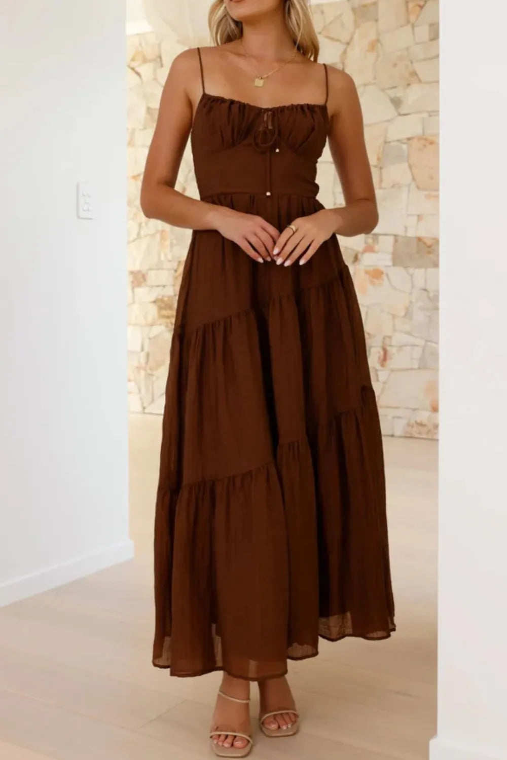 Ruched Smocked Back Cami Dress