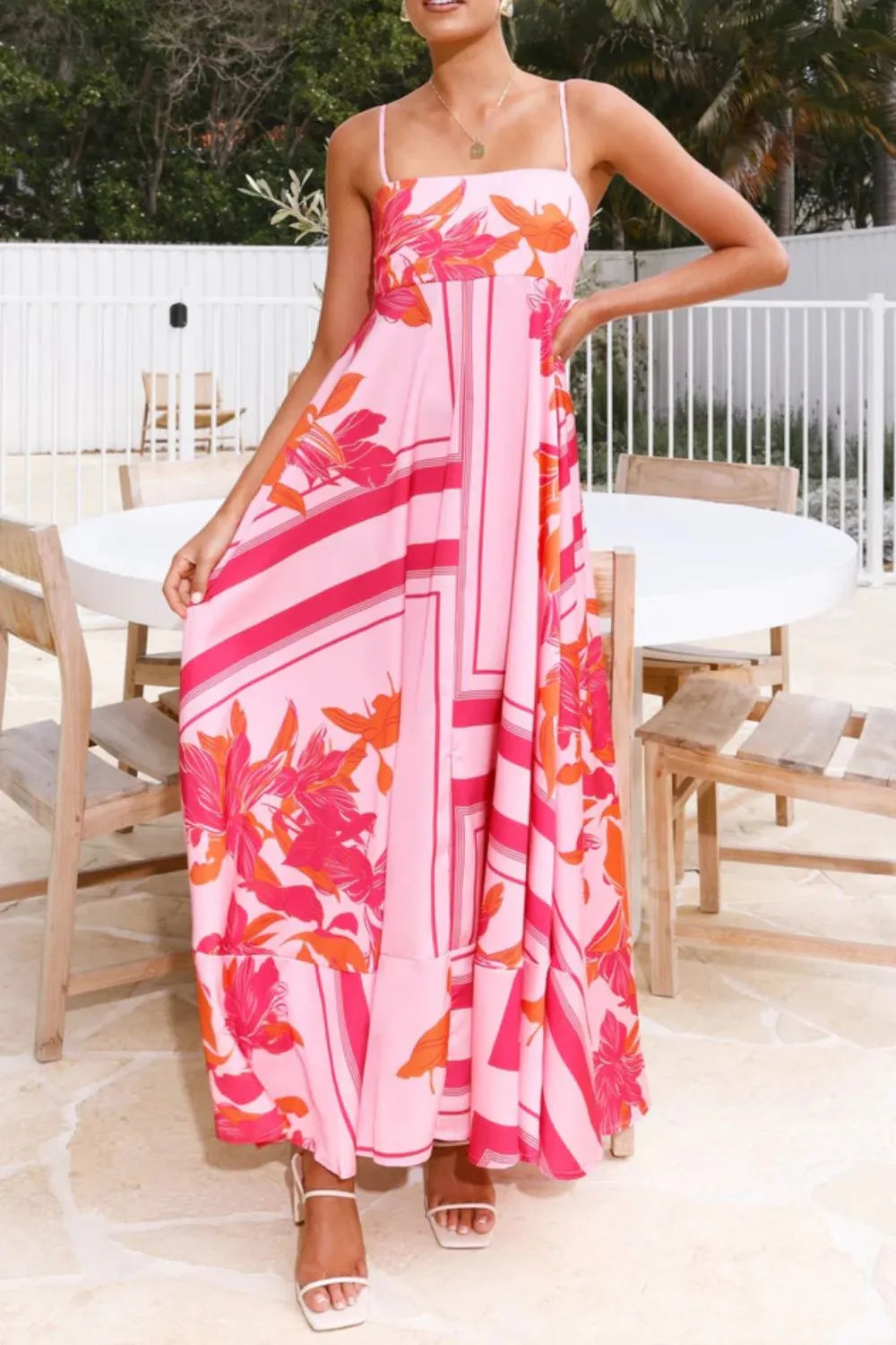 Printed Square Neck Cami Maxi Dress