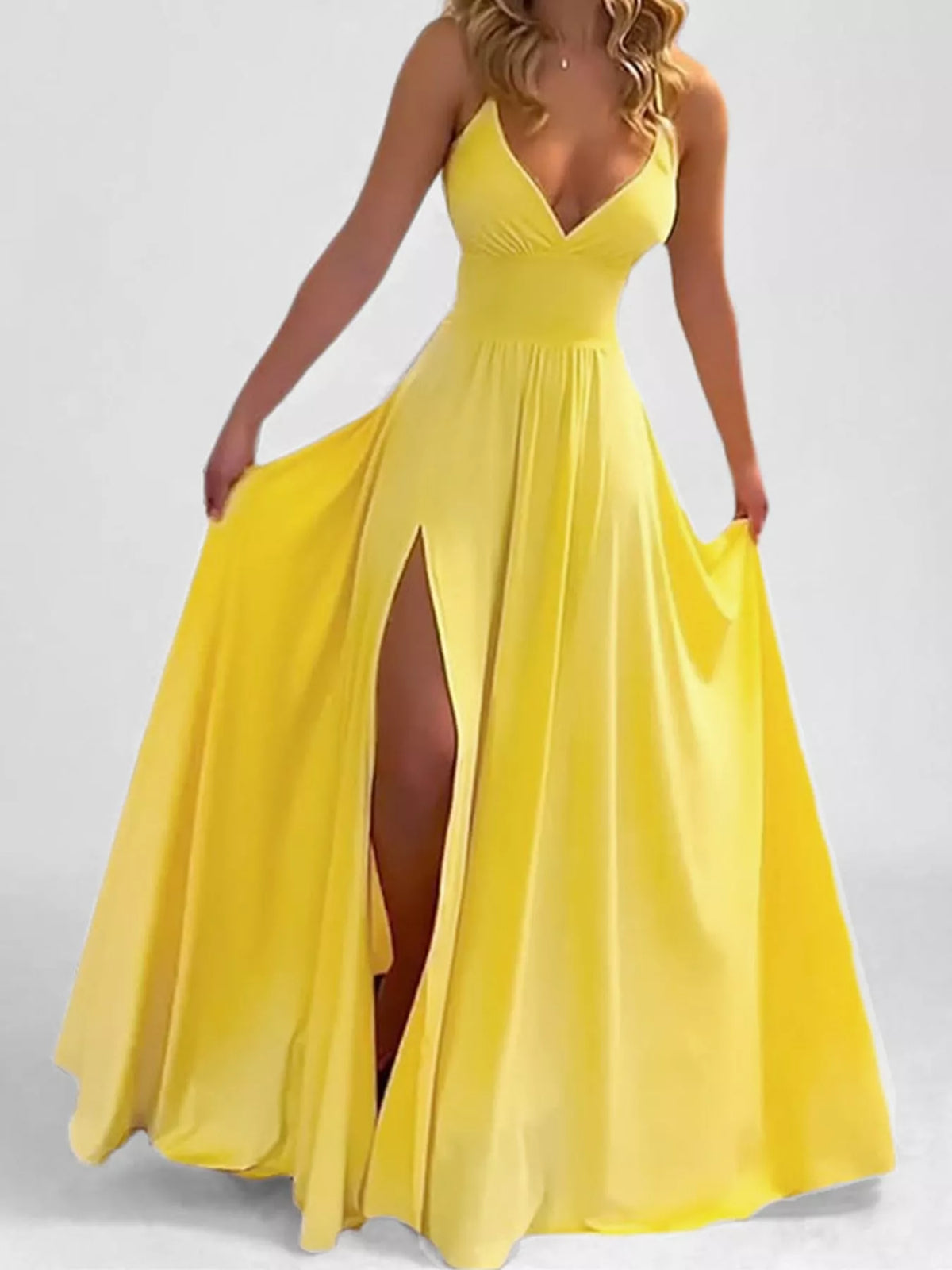 Sleeveless High-Slit Flowy Maxi Dress