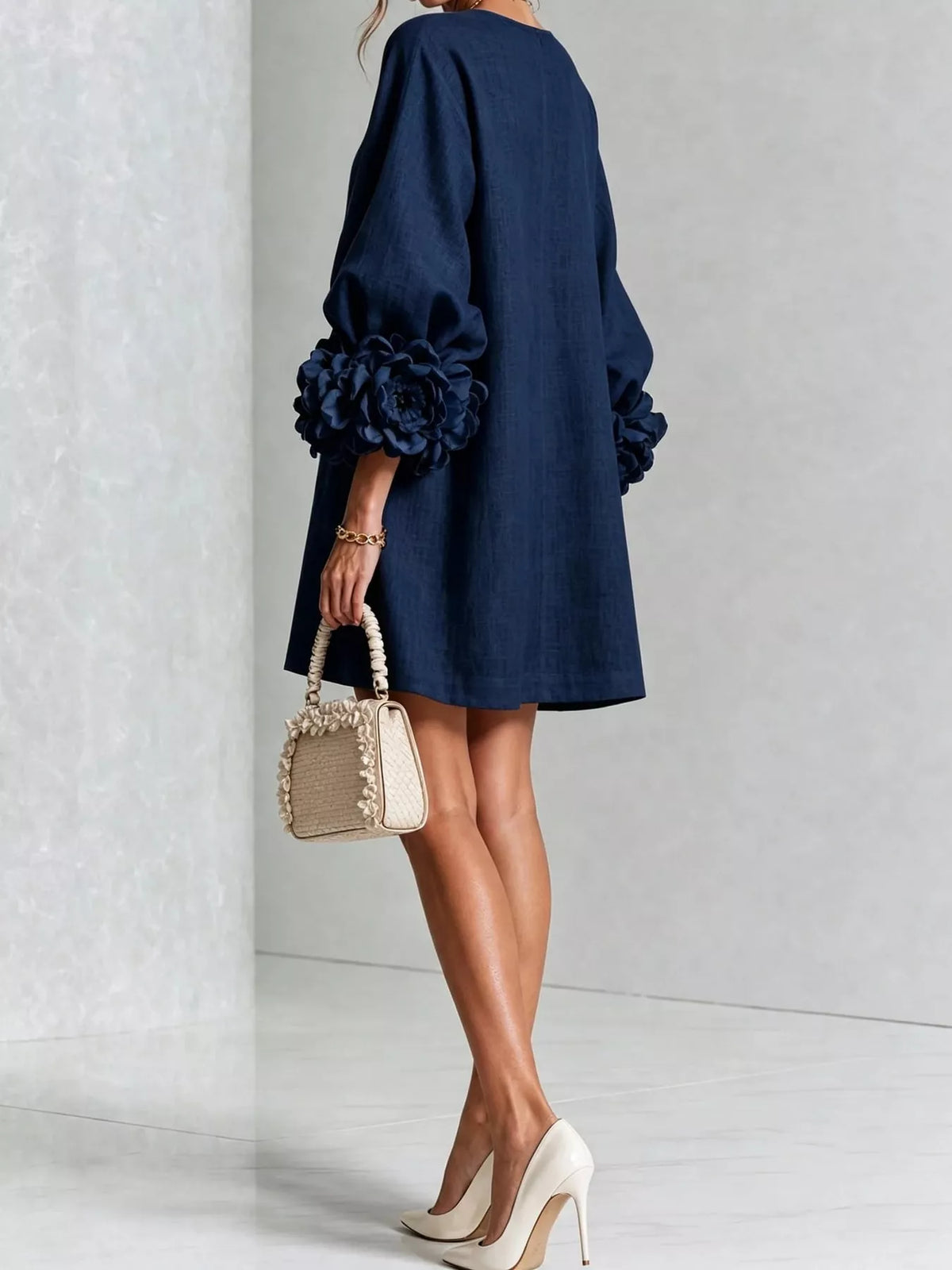 3D Floral Applique Mini Dress