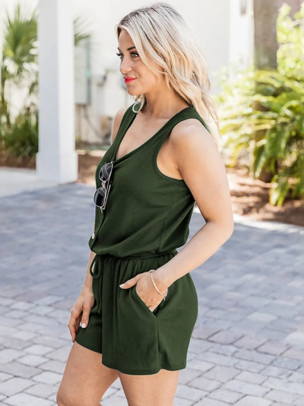 Scoop Neck Wide Strap Romper by S.S.Ni