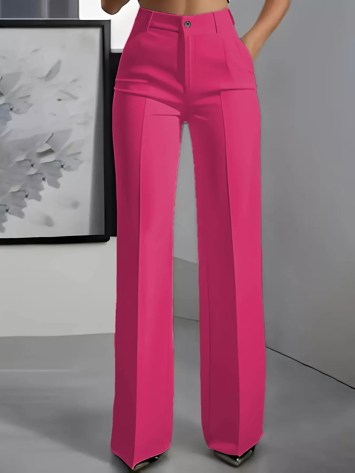 High-Waisted Wide-Leg Pants with Seam Detail