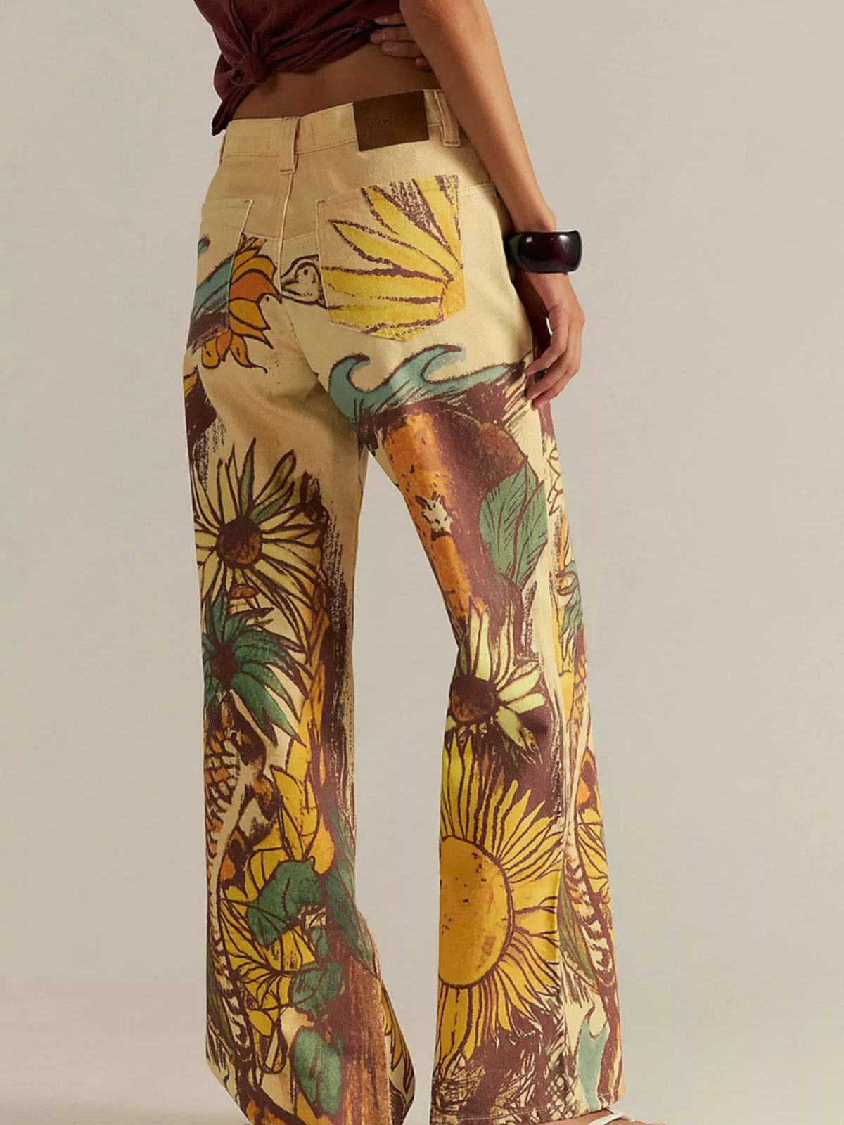 Printed Wide Leg Jeans