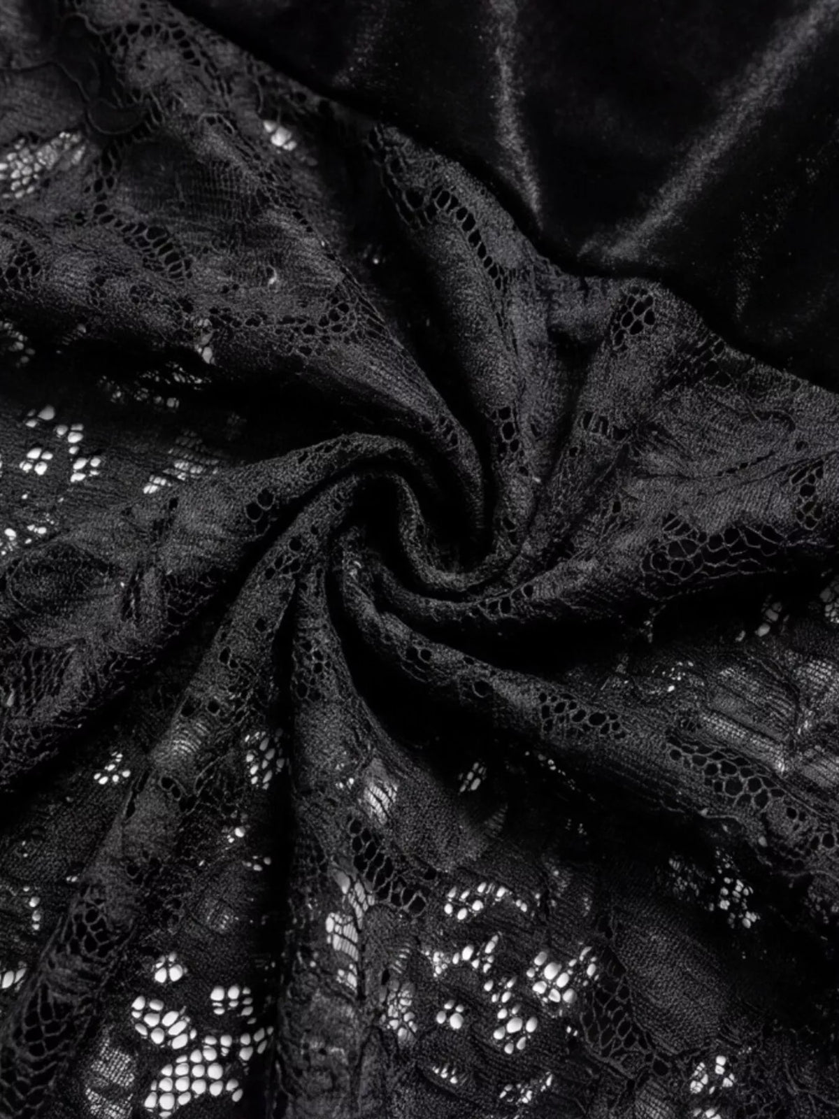 Lace V-Neck Flare Sleeve Dress in Black