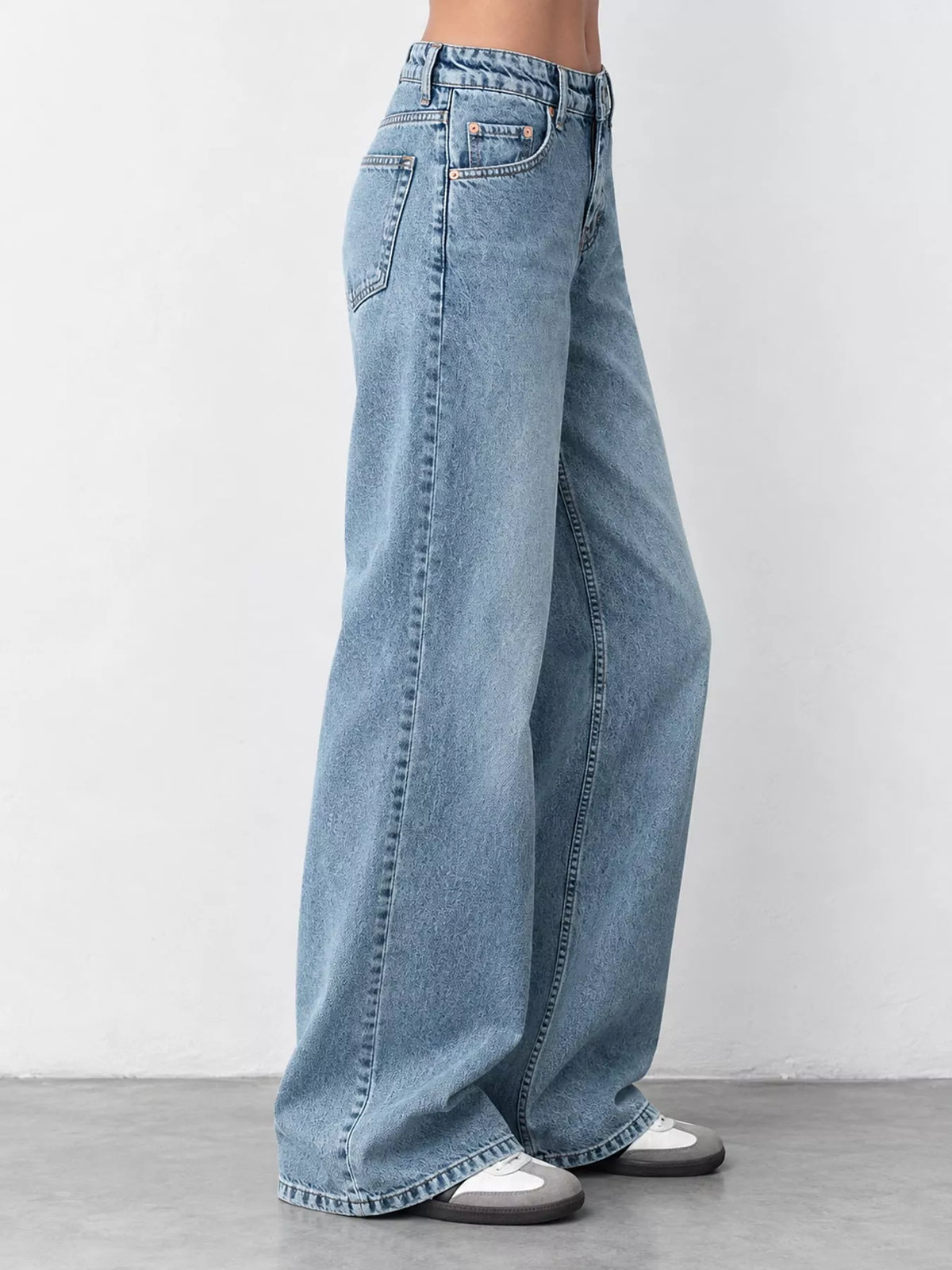 Wide-Leg Vintage Wash Jeans