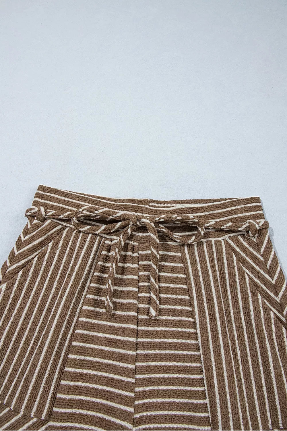 Stripe Patchwork Wide Leg Pants in Brown