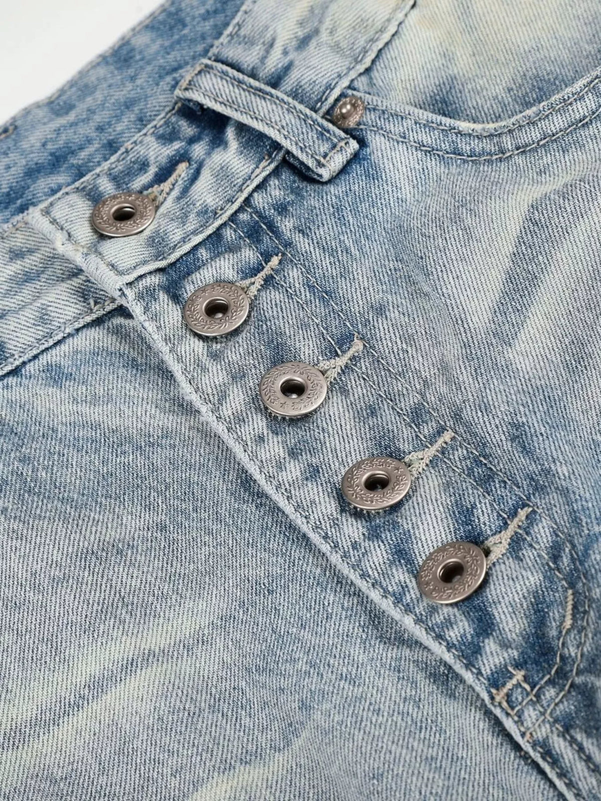 High-Waisted Button-Fly Wide-Leg Jeans in Blue by TrendMaster