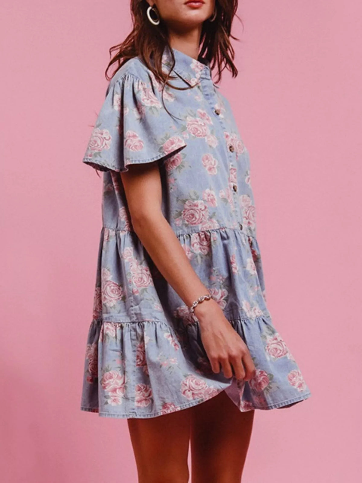 Floral Print Tiered Mini Dress