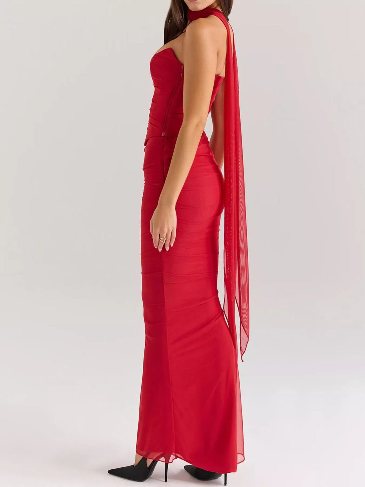 Ruched Tube Top and Maxi Skirt Set