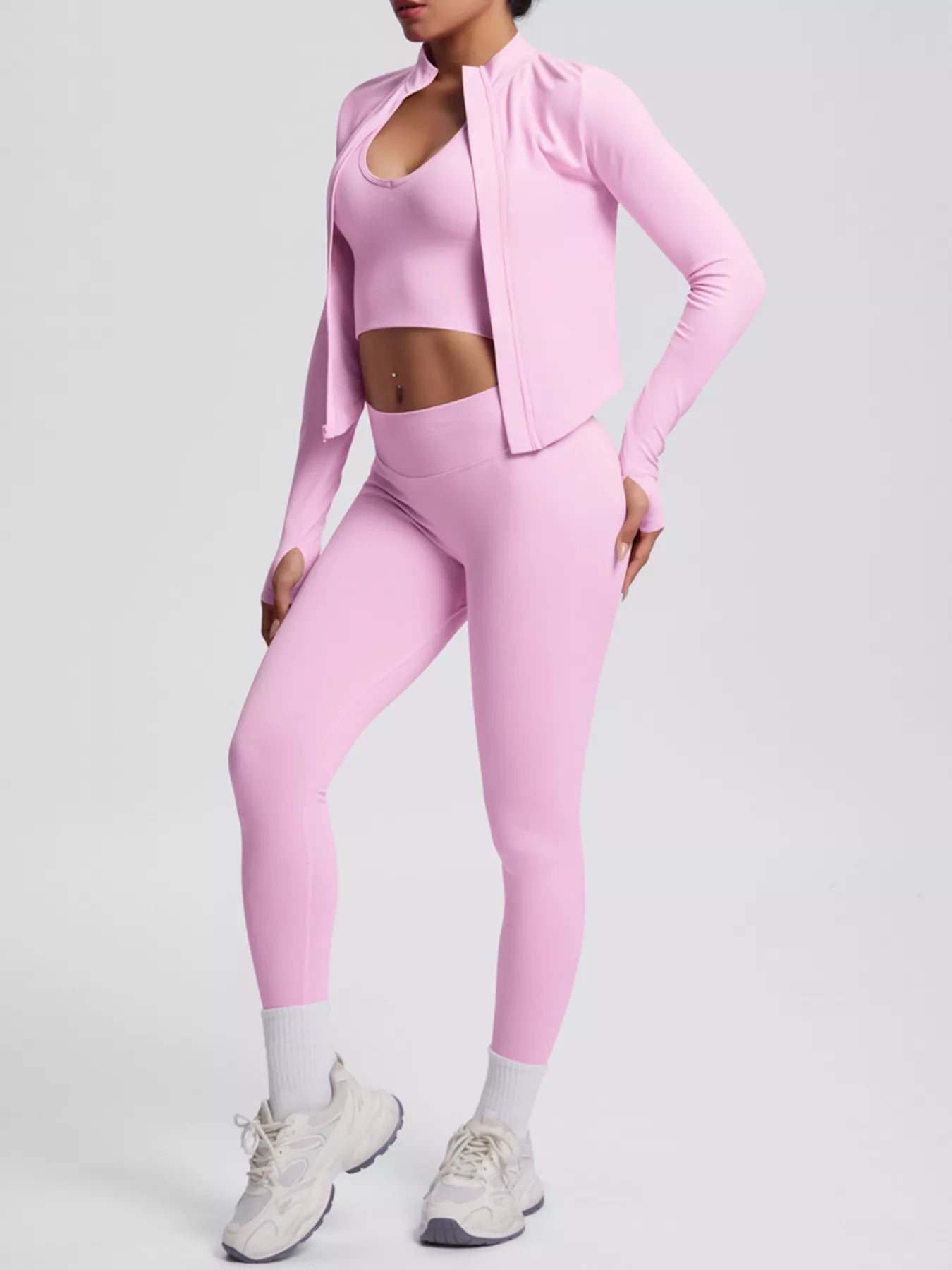 Zip-Up Jacket Tank and Leggings Active Set