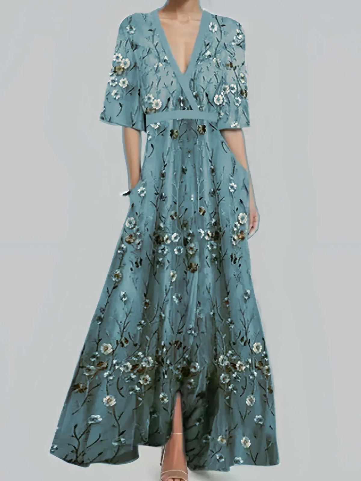 Floral Print Wrap Maxi Dress