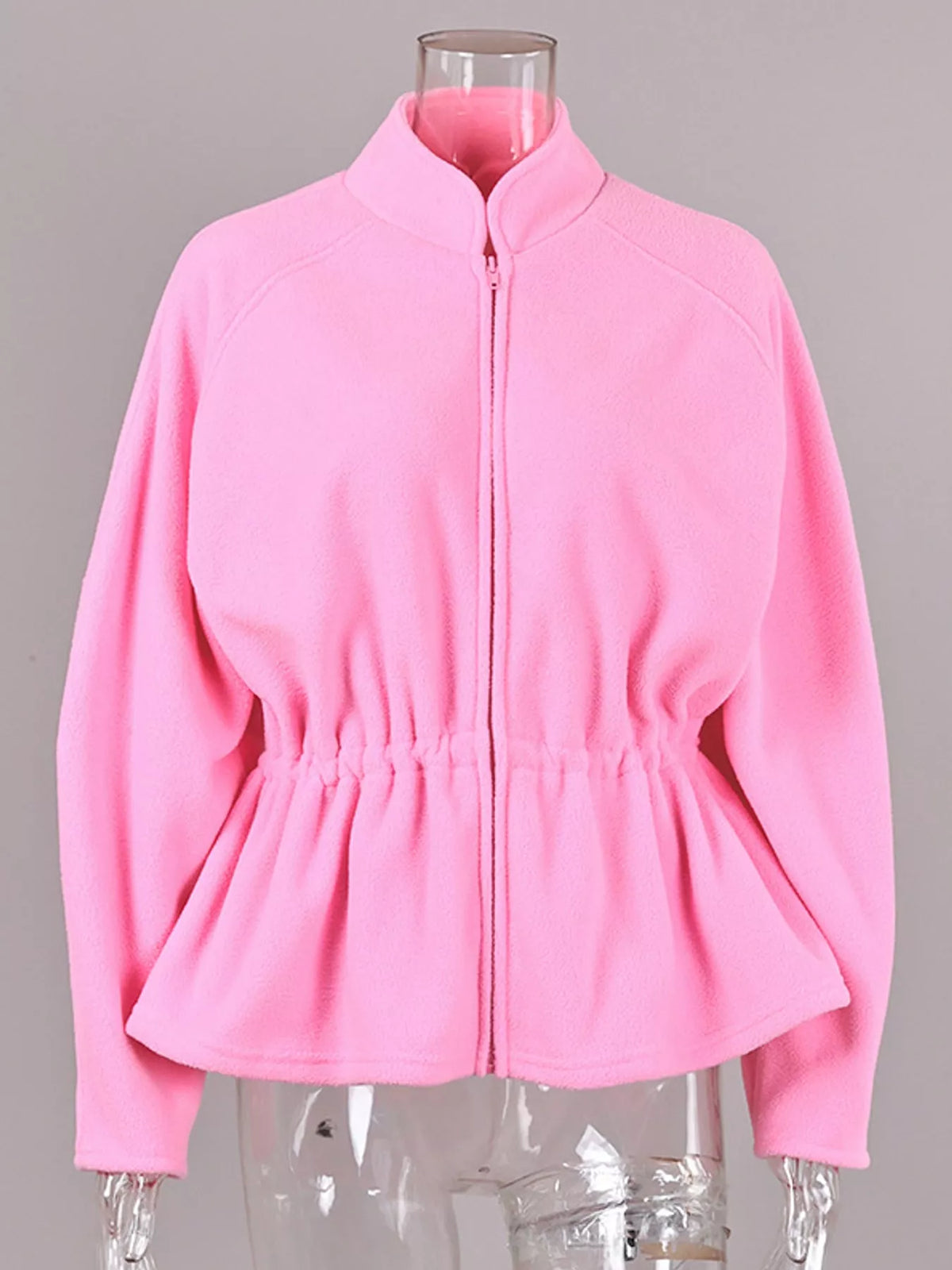 Drawstring Fleece Zip-Up Jacket