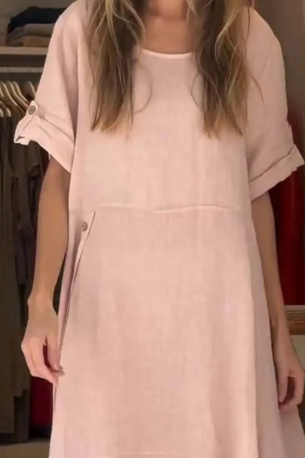 Relaxed-Fit Button-Front Dress, Plus Size