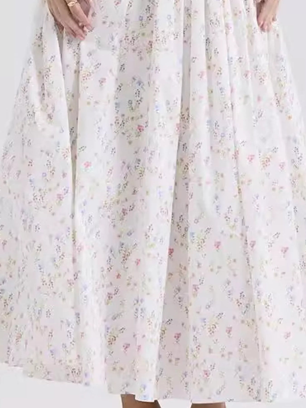Floral Spaghetti Strap Midi Dress in White