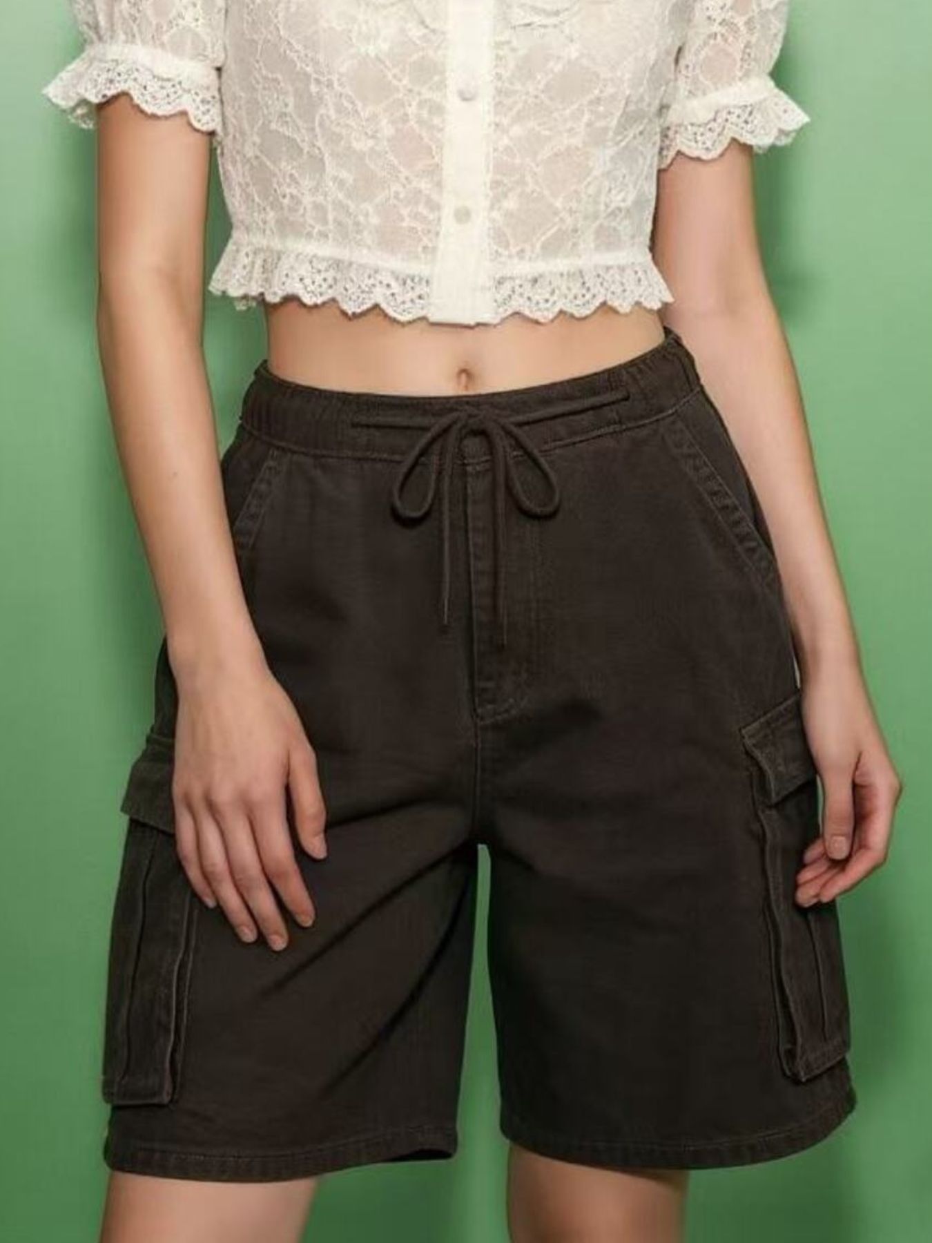 Cargo Shorts with Drawstring by Dreamy Drapes