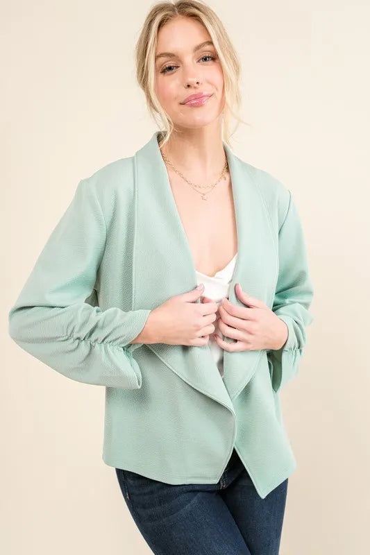 And The Why Open-Front Blazer in Mint