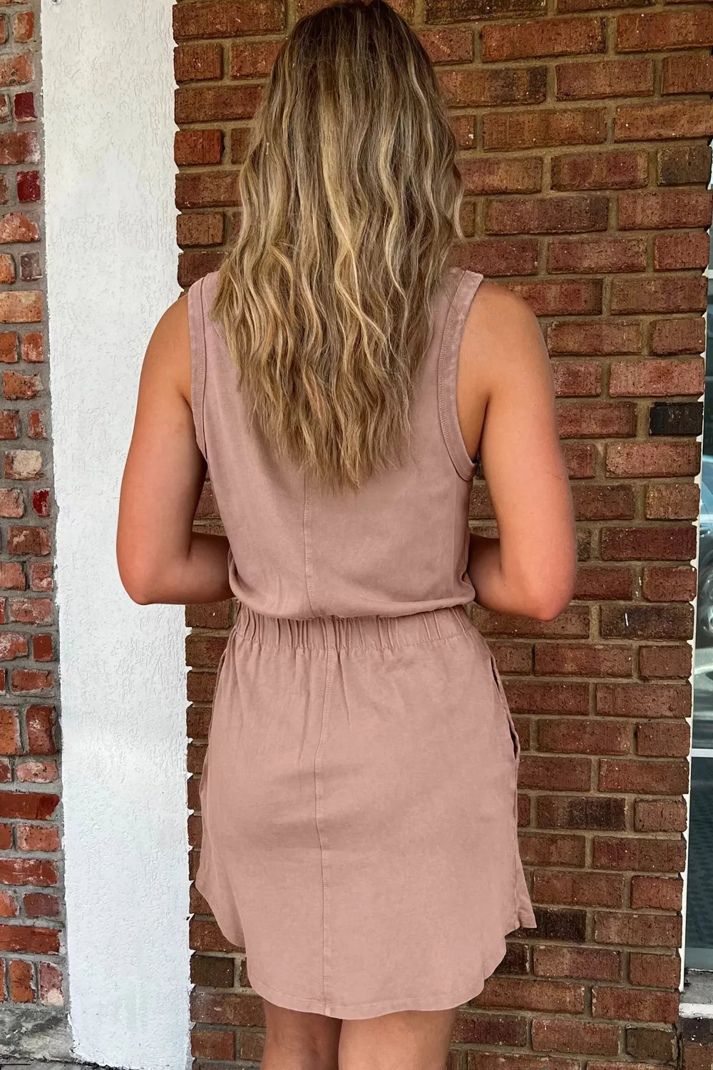 Sleeveless Pocket Dress in Khaki