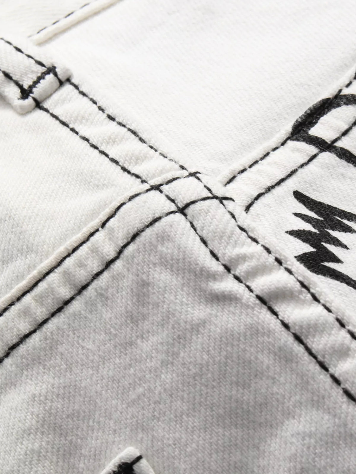 Graffiti Print Slim Fit Jeans in White
