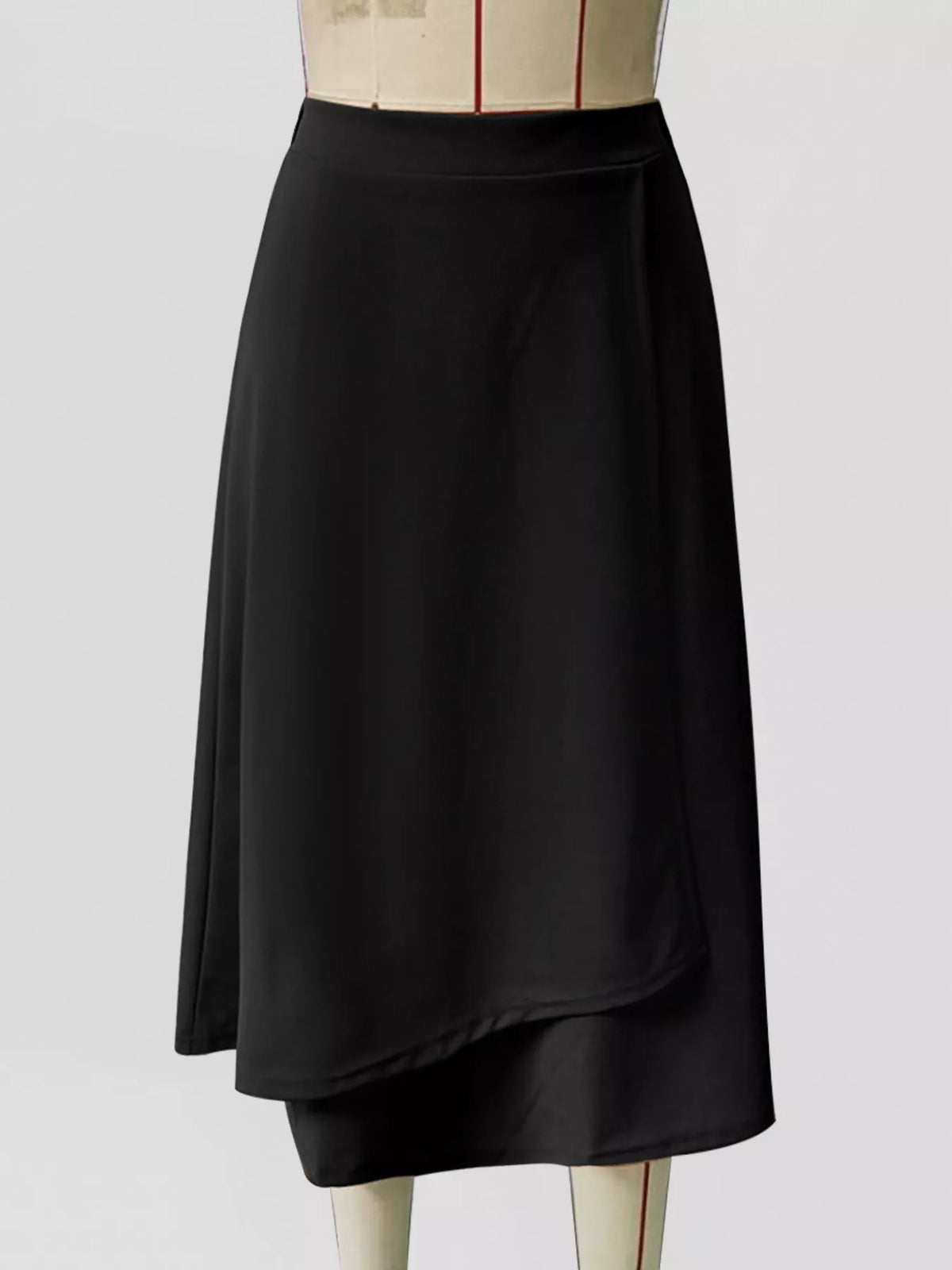 Asymmetrical Hem A-Line Skirt in Black