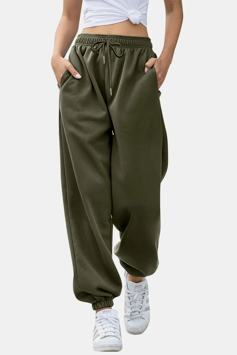 Tie-Waist Joggers with Pockets in Rich Hues by K&L