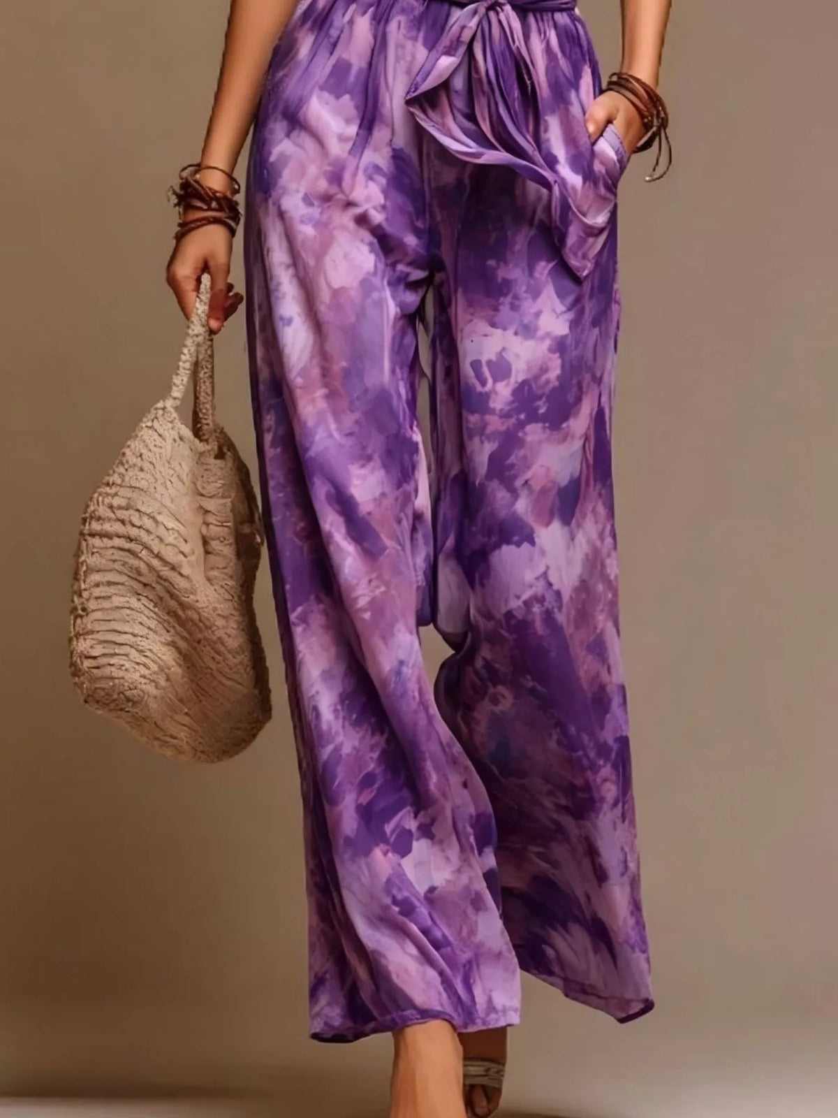 Boho Tie-Dye Halter Wide-Leg Jumpsuit