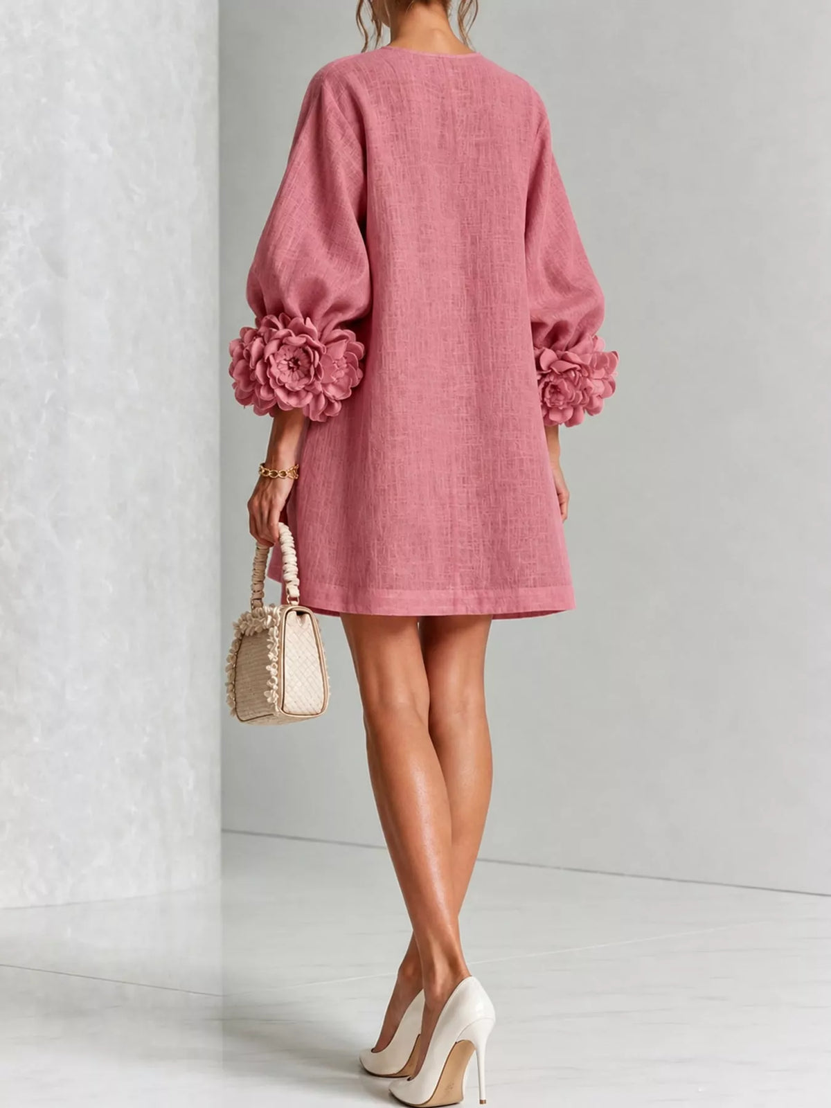 3D Floral Applique Mini Dress